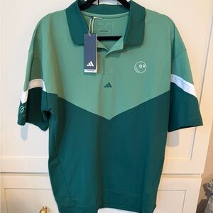 Malbon Adidas Men’s Green Two-Tone Golf Polo Shirt NWT